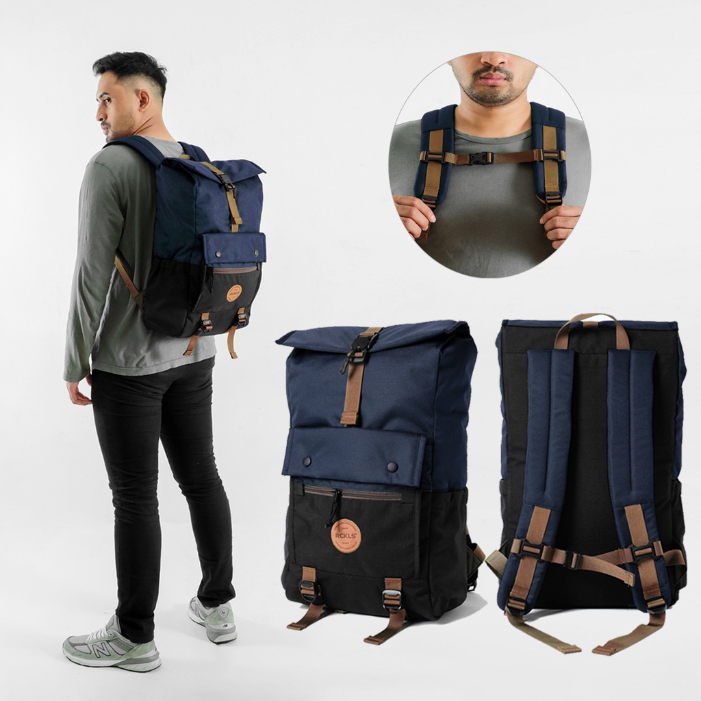 RCKLS. Tas Backpack Ransel Cordura Navy Black I Unisex