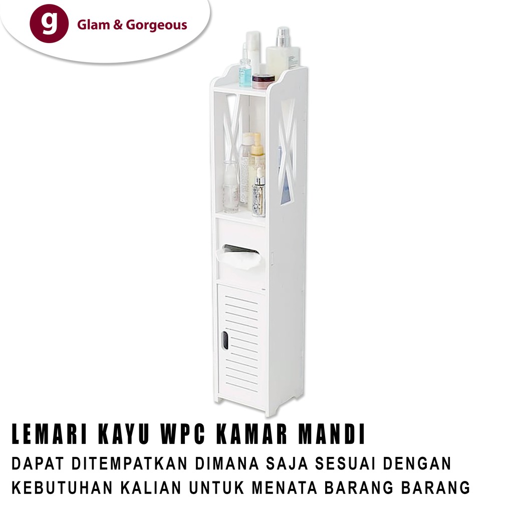 Lemari Kayu WPC Rak Kamar Mandi Portable Minimalis Serbaguna DC017