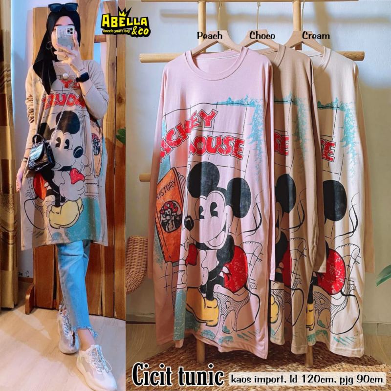 Long tunik kaos import kekinian cifit tunic ori abella solo