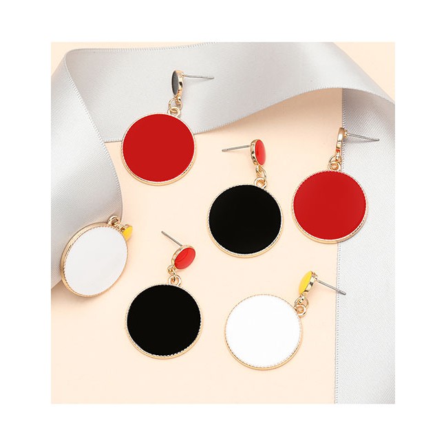 LRC Anting Tusuk Fashion Multi-layered Round Alloy Drip Oil Geometric Earrings D92191