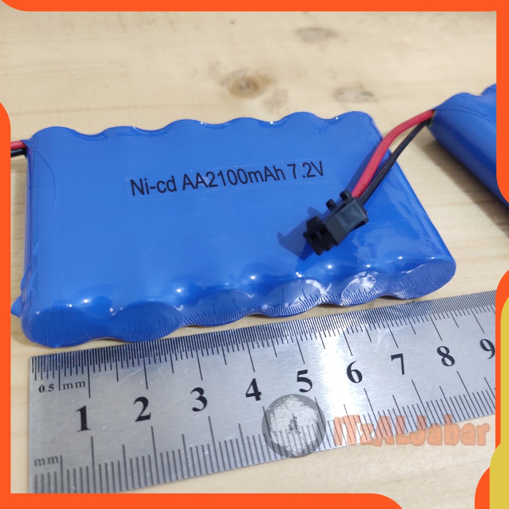 Baterai Mobil remot RC Nicd 2100mAh 7.2V soket Hitam