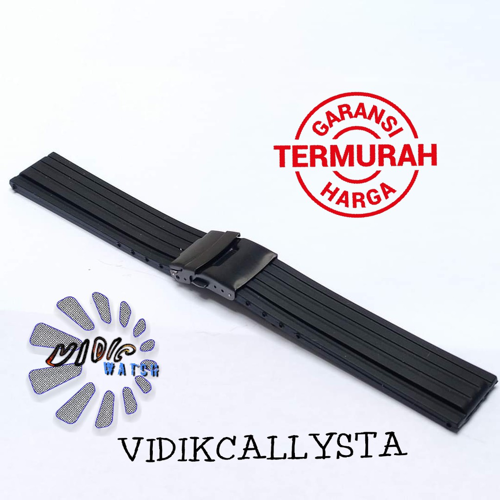 Tali Karet jam tangan 22mm Rubber Strap 22mm Black Bracelt 22 MM