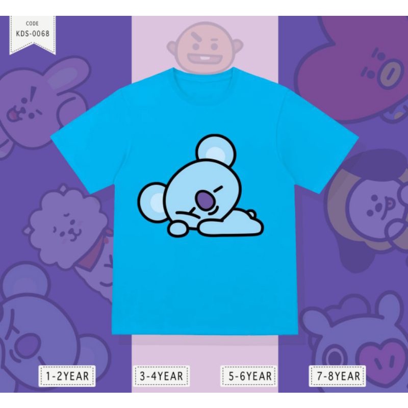 KAOS ANAK GAMBAR BT21/BTS PEREMPUAN&amp;LAKI-LAKI COTTON 24S DTF