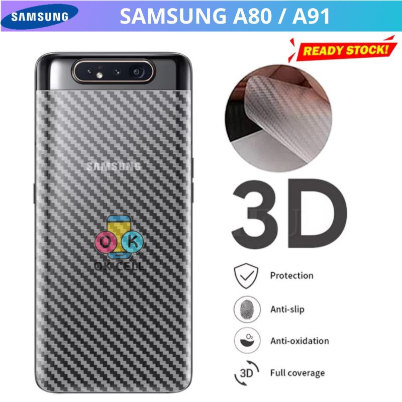 Back Skin Carbon Samsung Galaxy A80 A91 - Garskin Karbon Sticker Anti Gores Belakang Premium