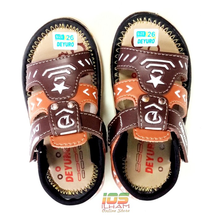 Deyuro D.02 Sandal Anak Laki-Laki Rekat Size 24-32 Coklat Krem