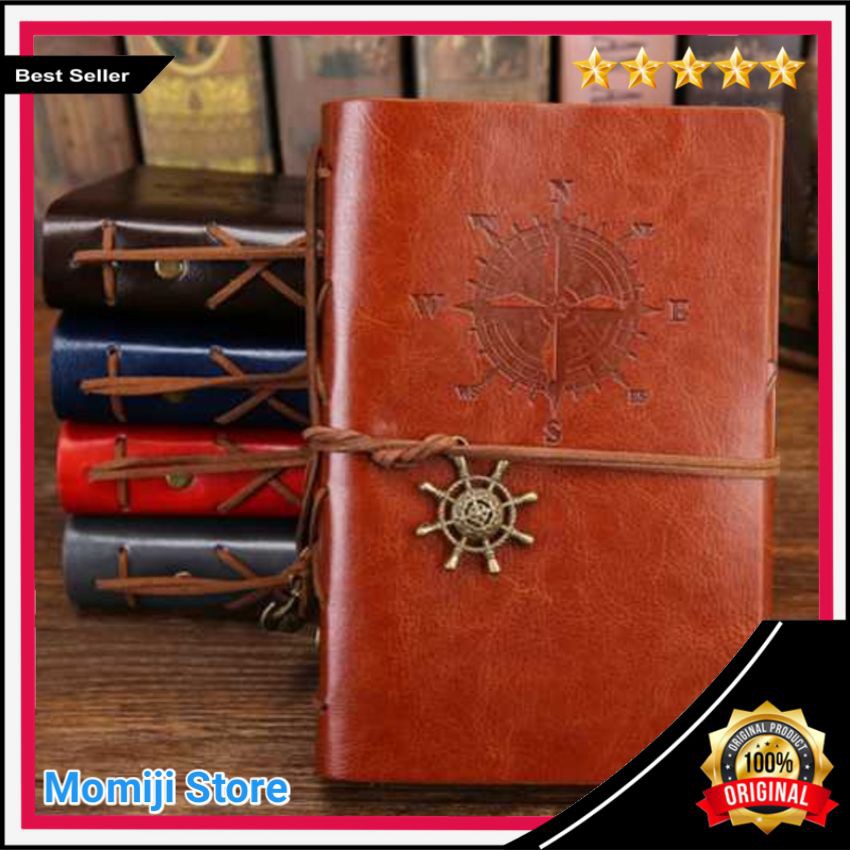 

Buku Catatan Binder Kulit Retro Compass Kertas A5 Elegan