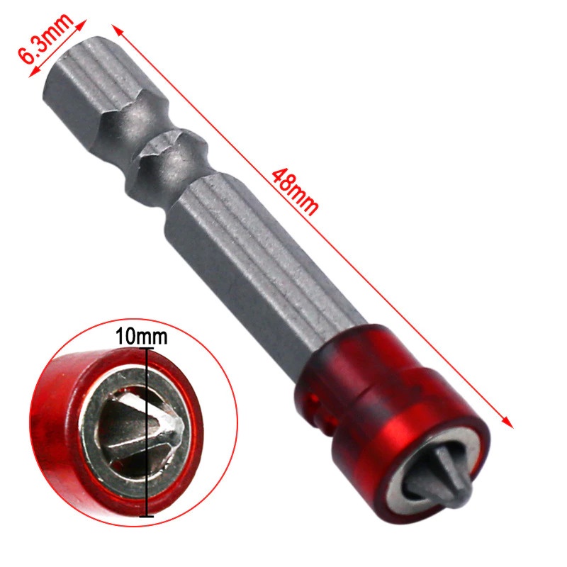 Kepala Obeng Magnetic Screwdrivers Hex Shank 1 PCS - BI383 - Silver/Red