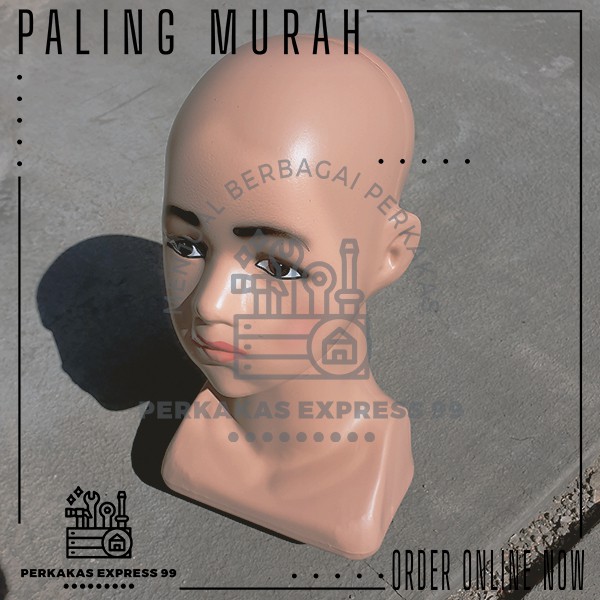Patung / Manekin Kepala Anak / Display Jilbab, Kerudung, Wig Warna Kulit