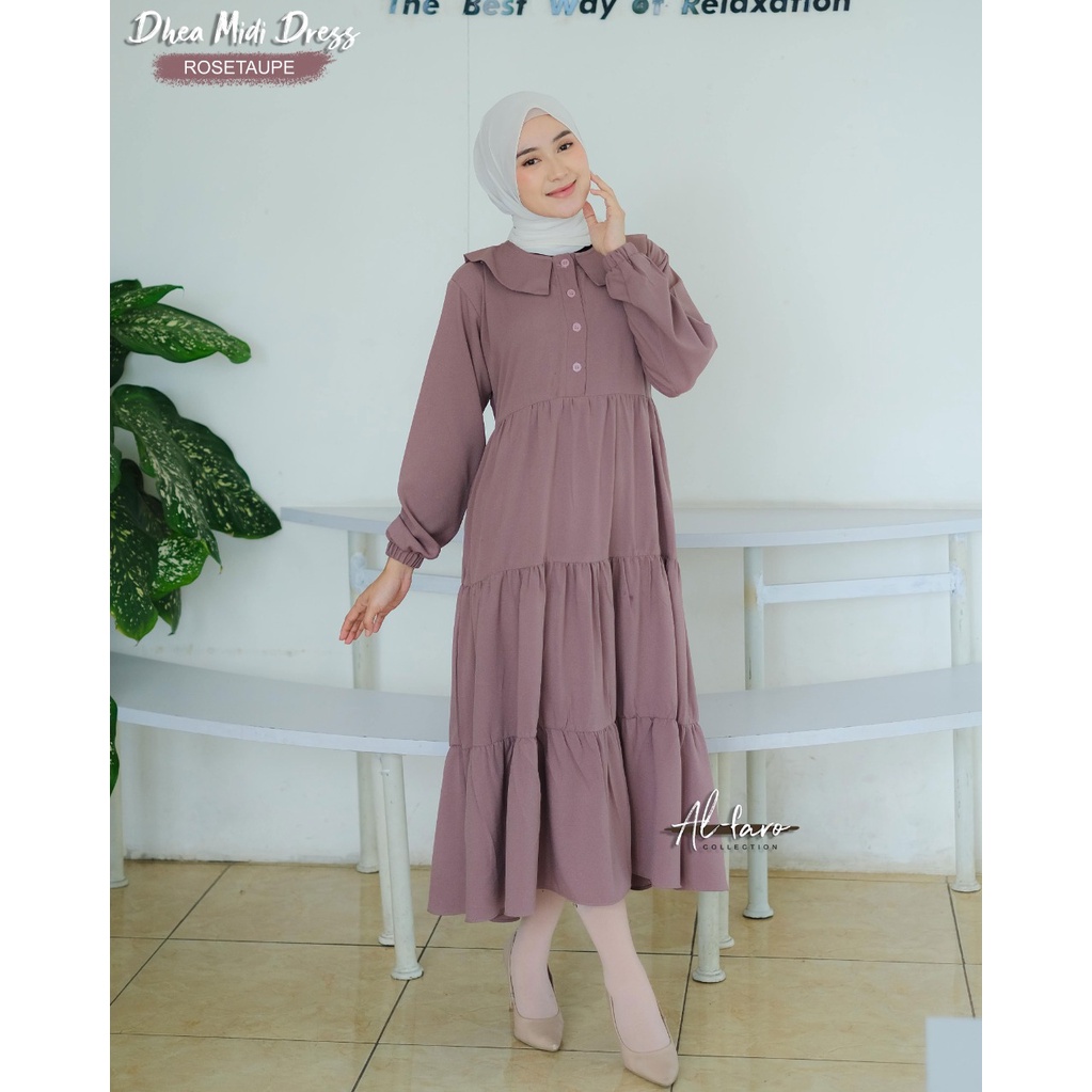 MIDI DRESS NAYLA DEA NALA Alfaro katun twill Cringkel premium nyaman adem daily wear