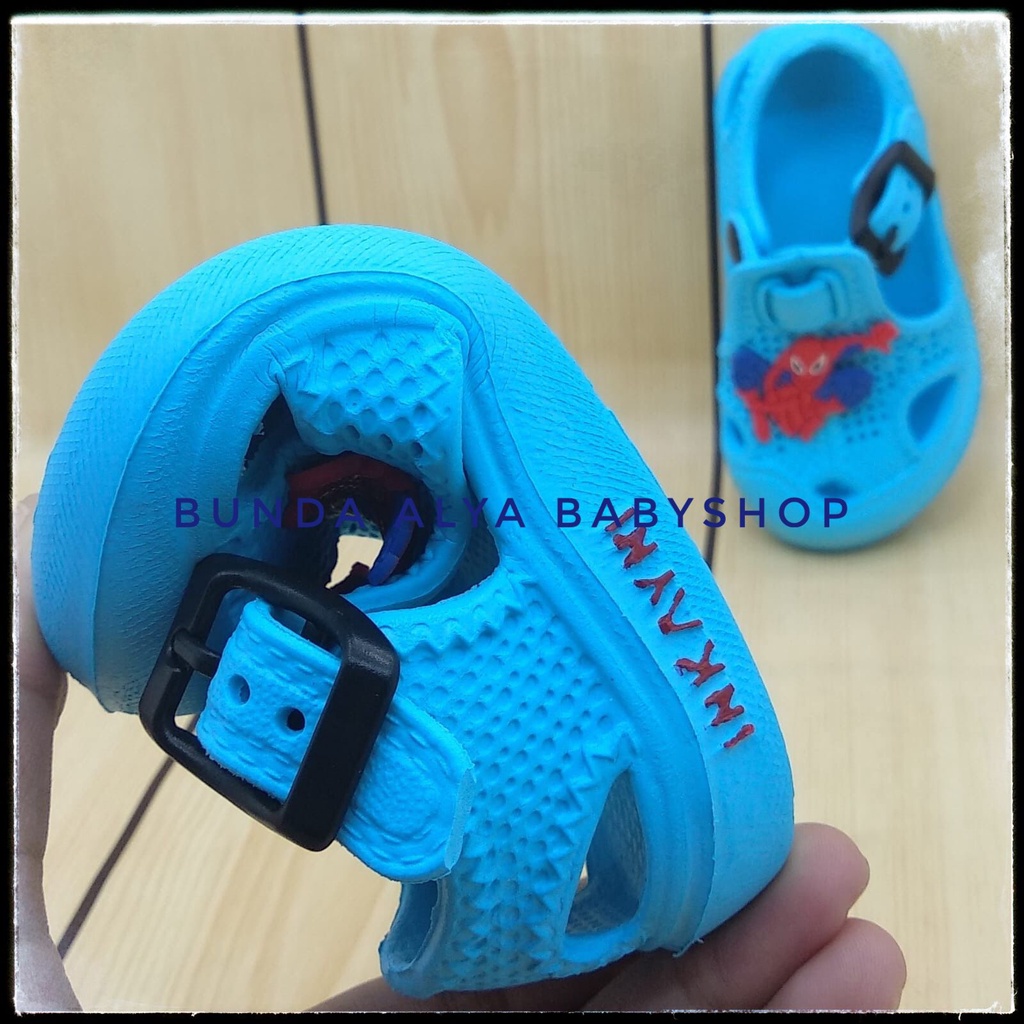 Sendal Anak Laki Laki Usia 6 Bulan 1 2 Tahun Motif Kartun BIRU Lucu Alas Karet Anti Licin - Sepatu Sandal Anak Cowok Karet Anti Licin