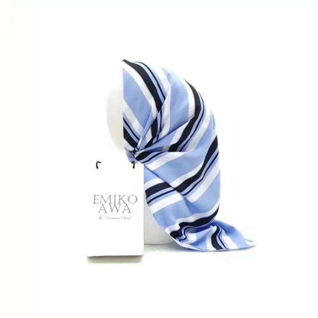 Jilbab Segiempat Motif SalurBlue CerutiZara Berkualitas