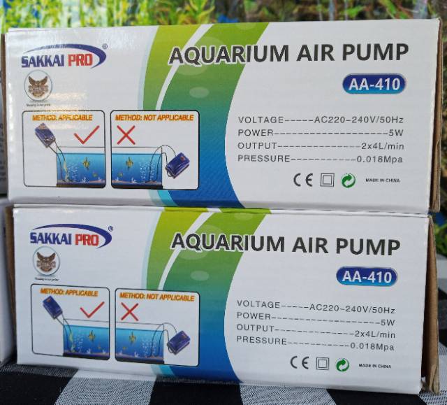 Sakkai Pro Aerator 2 lubang AA-410 pompa gelembung udara Aquarium Aquascape Kolam