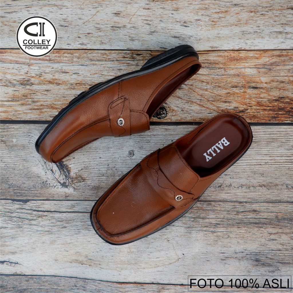 COD - SEPATU BUSTONG PRIA 100% KULIT ASLI / SLOP / CASUAL LEATHER SLOP CLY-BTG.004