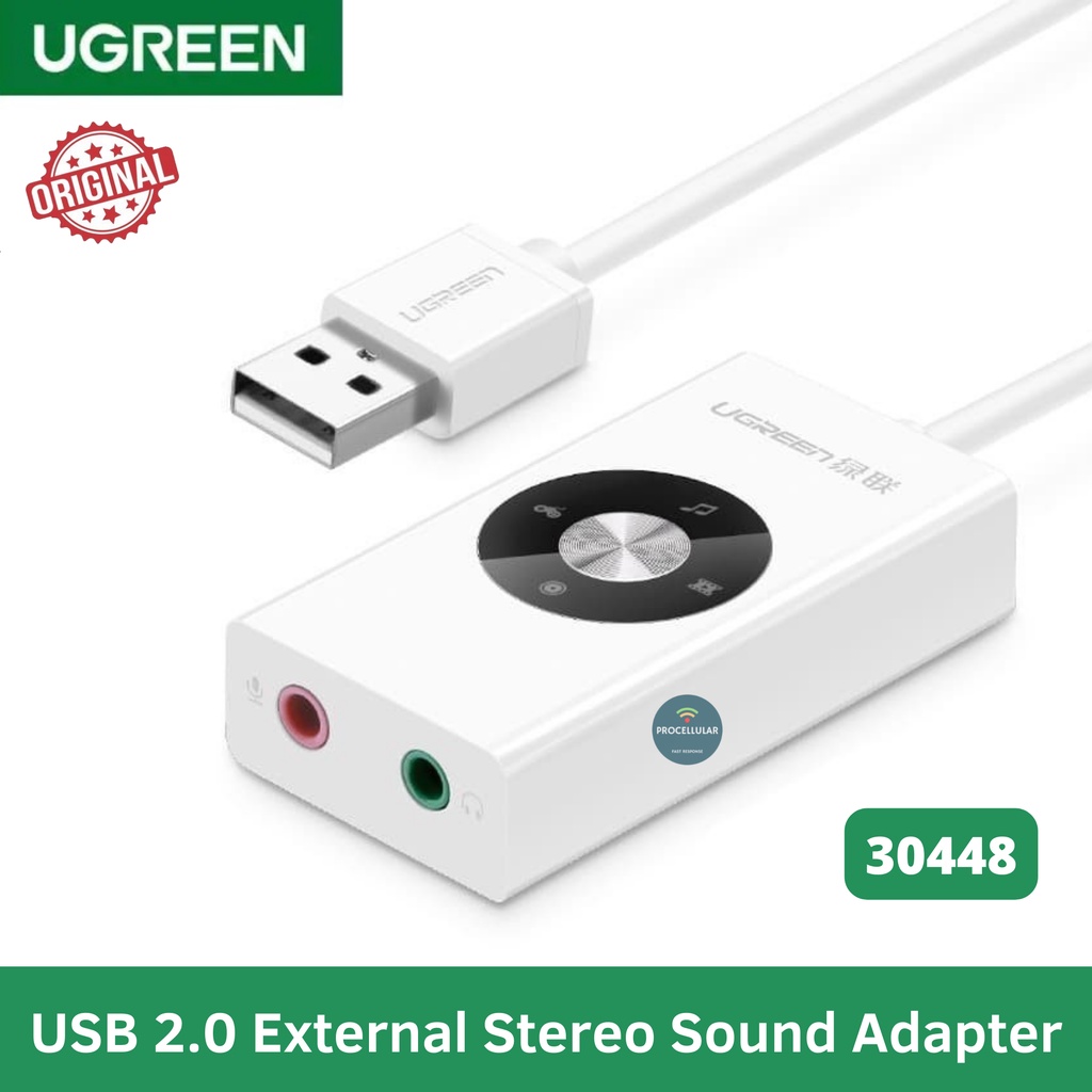 Ugreen Sound Adapter External Stereo USB 2.0 to Jack 3.5mm Music + Mic