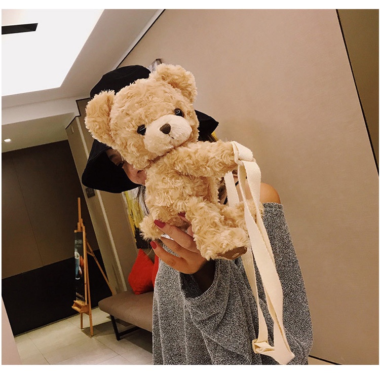 T&amp;Y Tas Boneka Beruang Selempang Fashion Dewasa &amp; Anak Karakter Bulu Teddy Bear Premium Cute