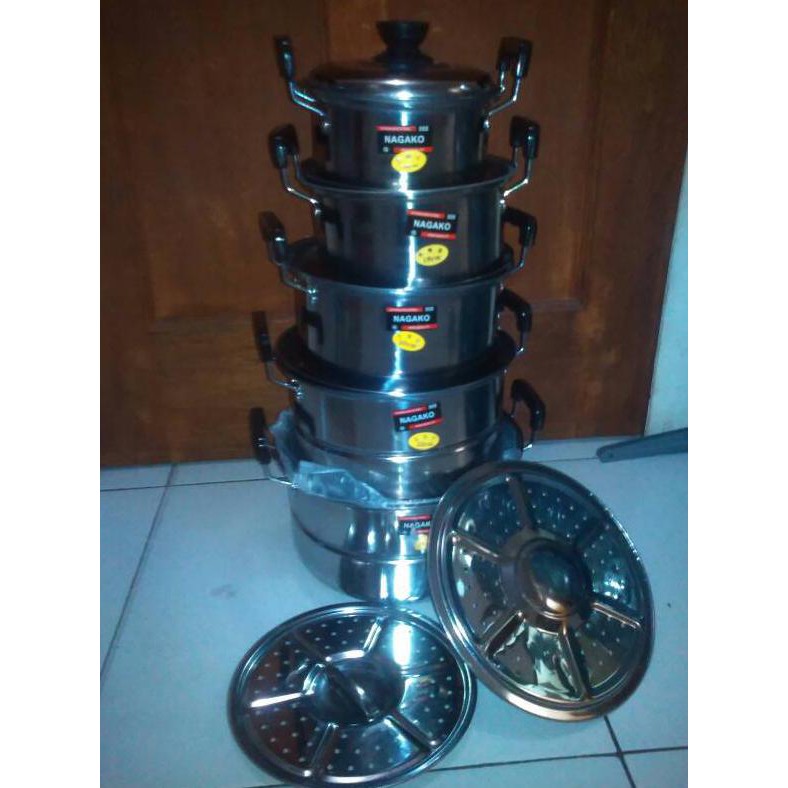 Panci Stainless Set 10Pcs Dengan 2 Steamer ( Kukusan ) Nagako Sarah78801
