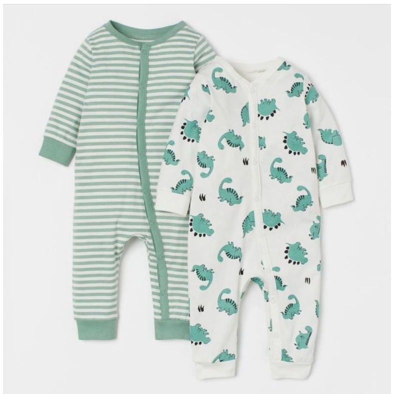 H&M Kids Sale Sleepsuit Openfeet Green Dino 3-4y