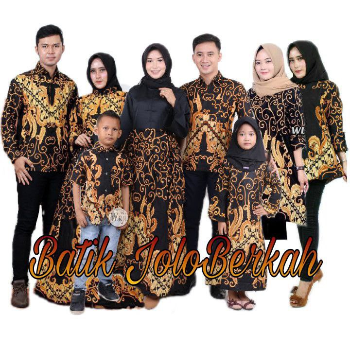 Promo Batik Couple Keluarga Sarimbit Sania Ruffle Batik Ori Ndoro Jowi Motif Ulir Kuning