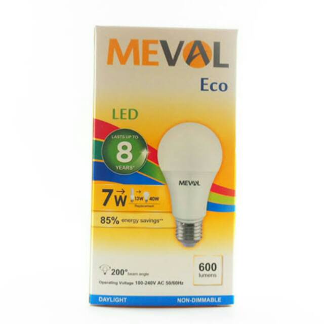 Lampu Led Meval 7w Eco led bulb DL Daylight sinar putih 7 watt
