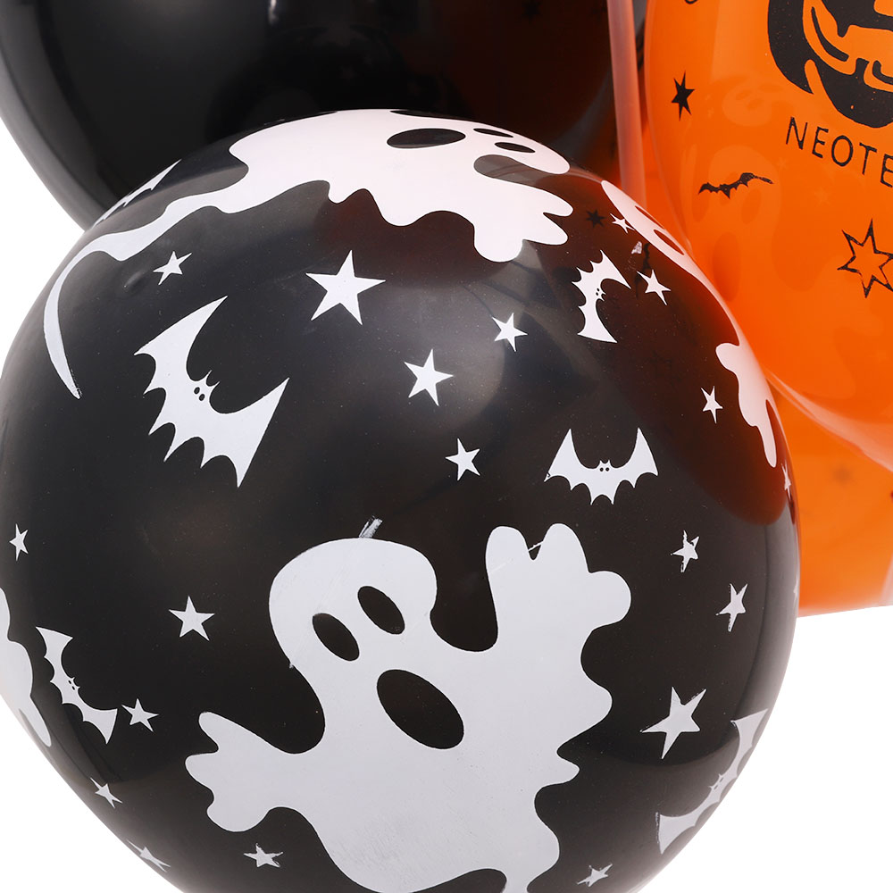 20pcs Balon Motif Print Halloween Warna Hitam Oranye Ukuran 12 Inci Untuk Dekorasi Pesta