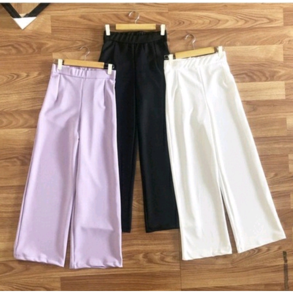 Celana Kulot Panjang Polos | Kulot Premium Hits Selebgram Fashion Syariah Muslimah Bahan Crepe Tebal  | Leony Kulot Premium Best Seller-1