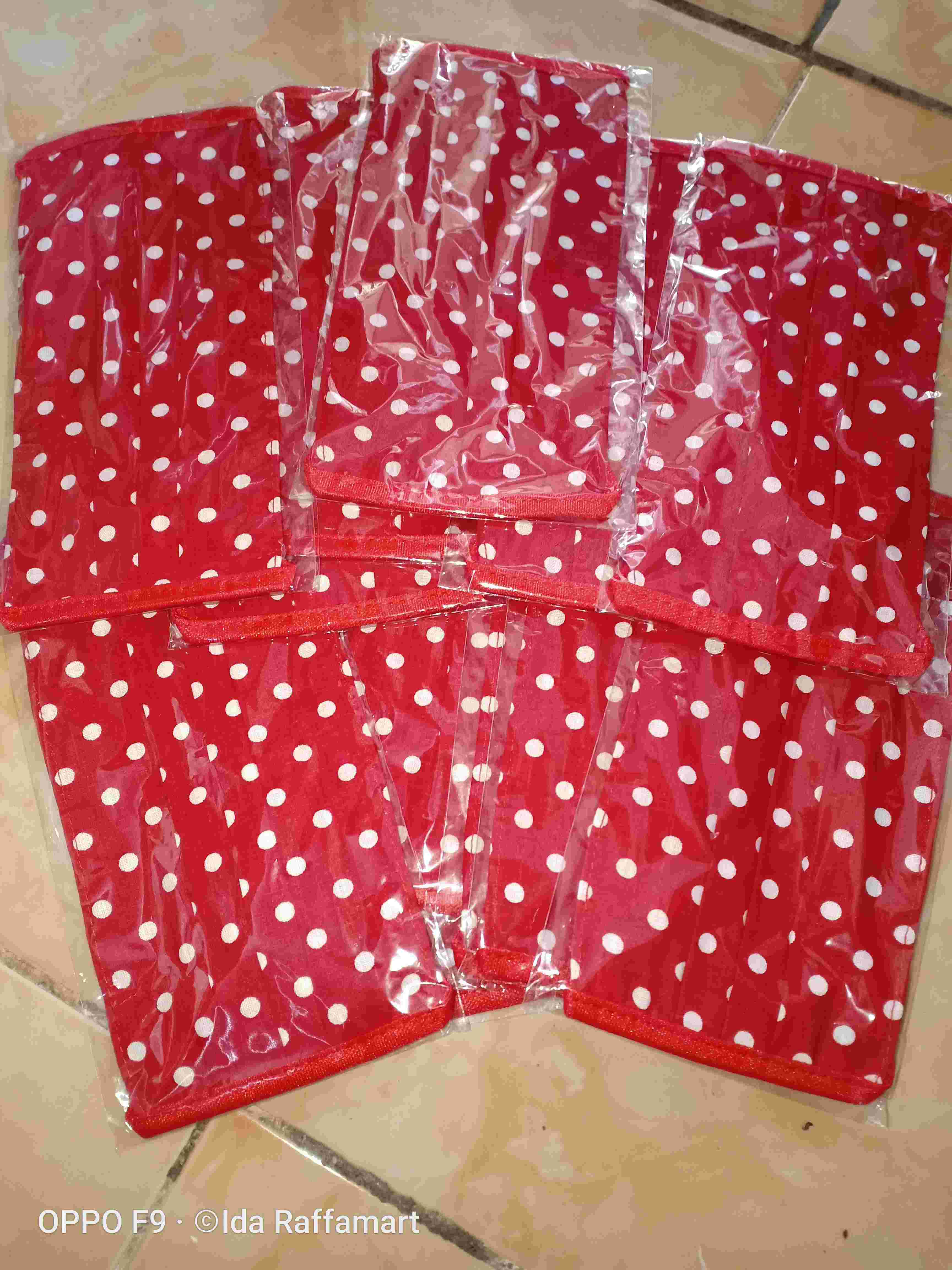 Masker Kain Polkadot Lusinan - Tali Sambung Free Plastik Opp