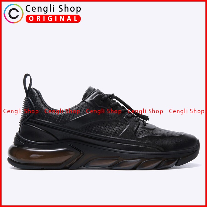 SEPATU SNEAKER KULIT EVERBEST PRIA ORIGINAL CASUAL KETS  HITAM EM48