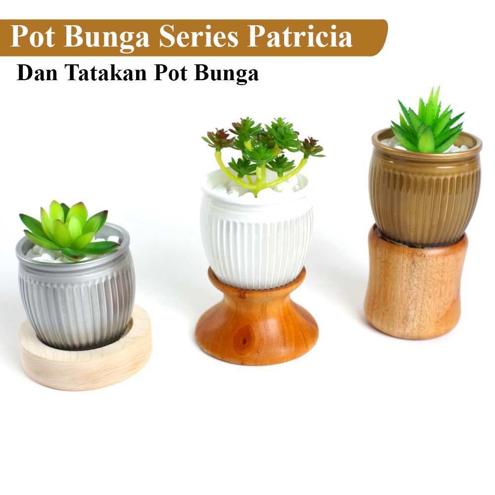 FM - Pot Bunga Minimalis + Tatakan Kaca Premium 6 cm Series Patricia