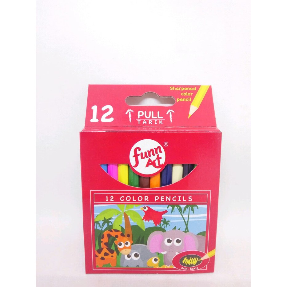 

Kelir kayu / pensil warna murah Funn Art 12 warna pendek