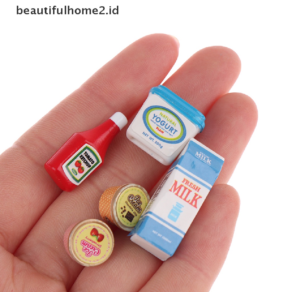 (Beautifulhome2.Id) 5pcs / Set Mainan Miniatur Saus Tomat / Es / Yogurt Untuk Aksesoris Rumah Boneka