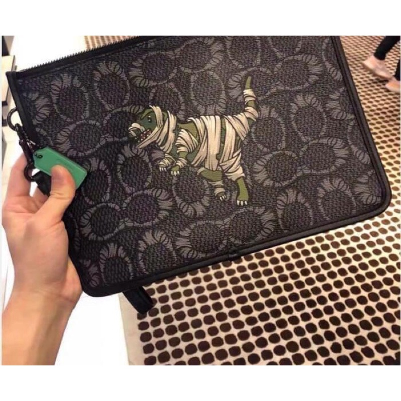 Coach X Michael B. Jordan Charter Pouch In Mummified Signature Canvas With Rexy (C6932)