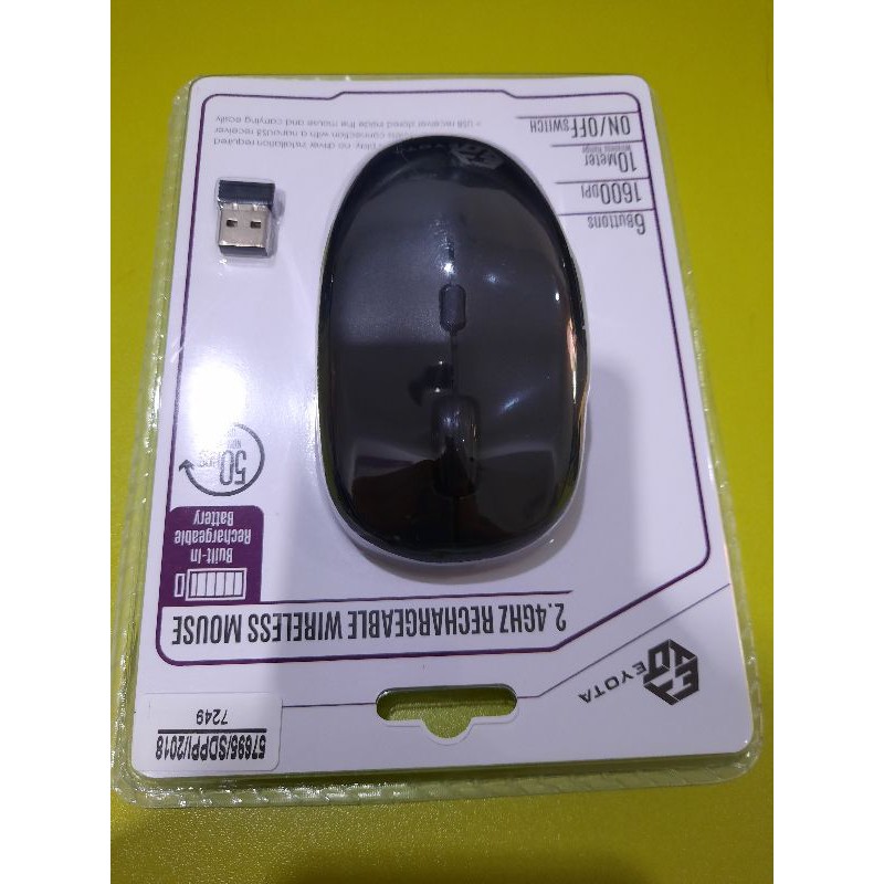 Mouse Wireless Wireles Eyota RECHARGEABLE Wireless mouse Bisa di Cas Charger ulang