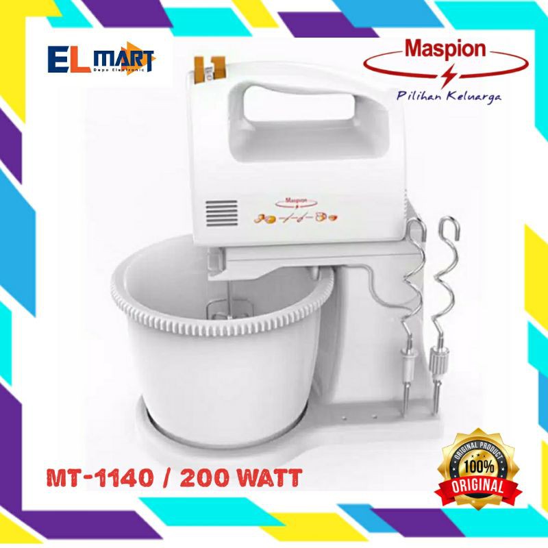 Maspion hand &amp; stand mixer MT 1140 MT1140  maspion mixer com