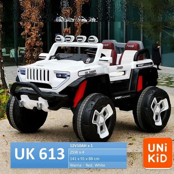 Super Murah Mainan Anak Mobil Aki Jeep Rubicon Sport Unikid UK 613 Roda Lampu