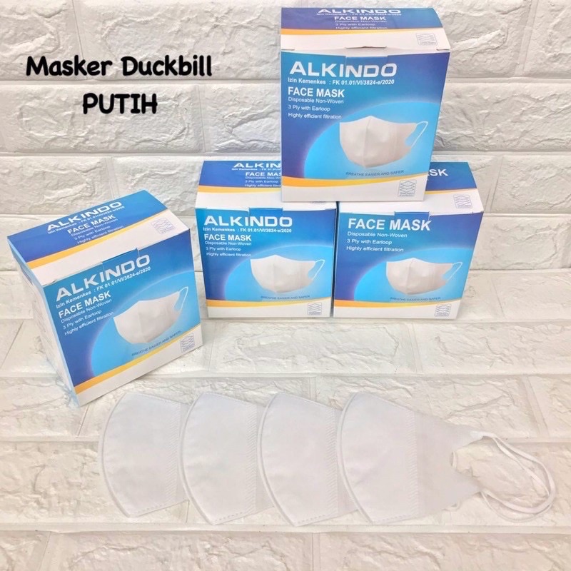 MASKER DUCKBILL POLOS ALKINDO HITAM DAN PUTIH GARIS