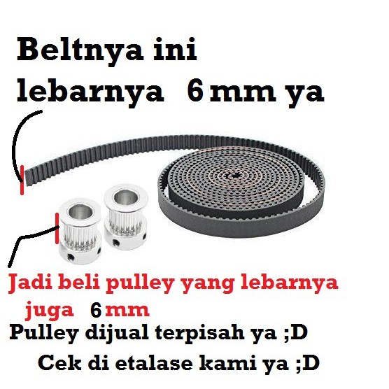 [EBS] GT2 Timing Belt 6mm Rubber PU Steel Core 100mm W6 10cm Pitch 2mm CNC 3D Printer Mekanik Karet-1