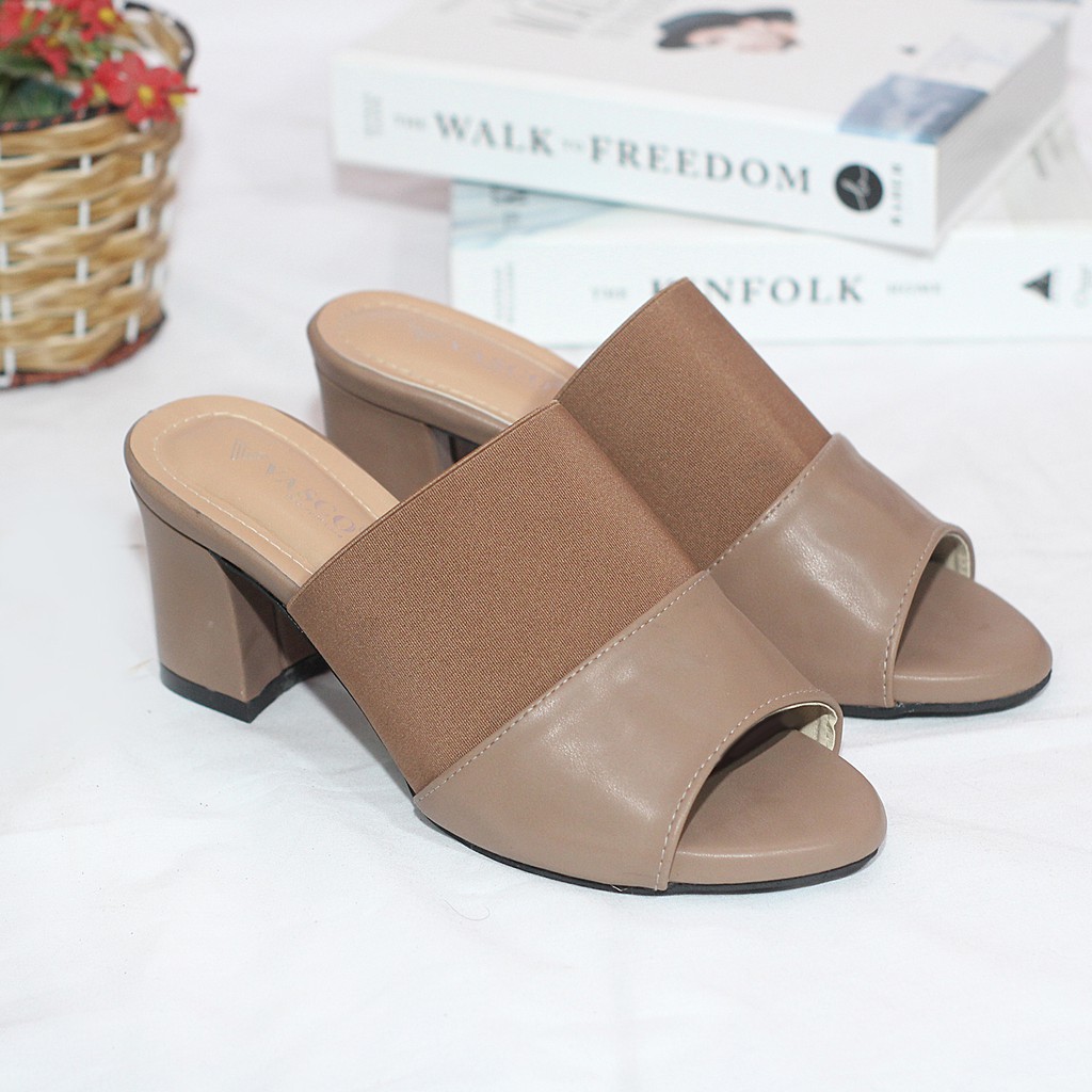 Milicca Sandal Wanita Mules High Heels Hak Tahu 7 cm Heilda