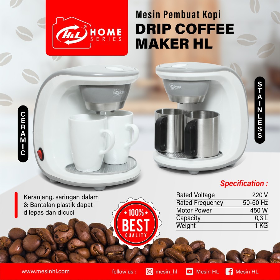 Mesin Kopi Listrik Drip Coffee Maker H&amp;L