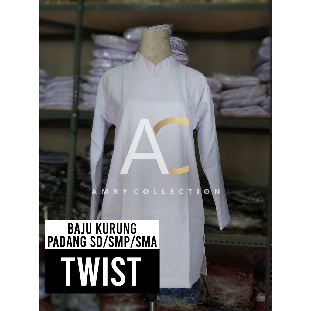 Baju kurung padang SD - SMP - SMA Baju muslim putih Saku samping bahan TWIST Seragam sekolah