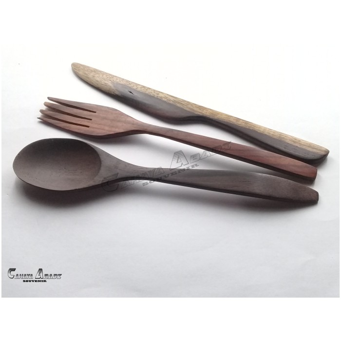 Set Alat Makan / 1 Set Alat Makan Kayu / Set Sendok Garpu Makan Kayu