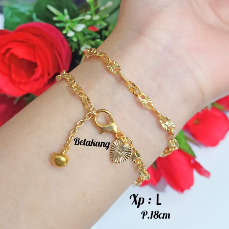 gelang tangan pecah kopi gold perhiasan wanita xuping