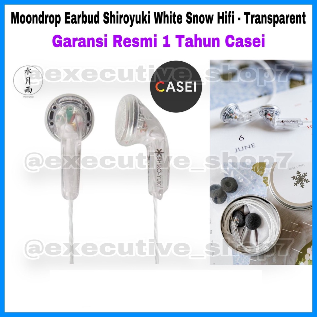 Moondrop Earbuds Shiroyuki White Snow Hifi - Transparent - Garansi Resmi 1 Tahun Casei