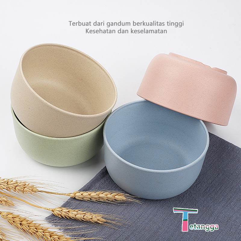 4 IN 1 Mangkok Wheat Straw/Mangkuk Makan Bowl Set 4pcs Warna Warni Wheat Bowl Set Mangkuk Keluarga