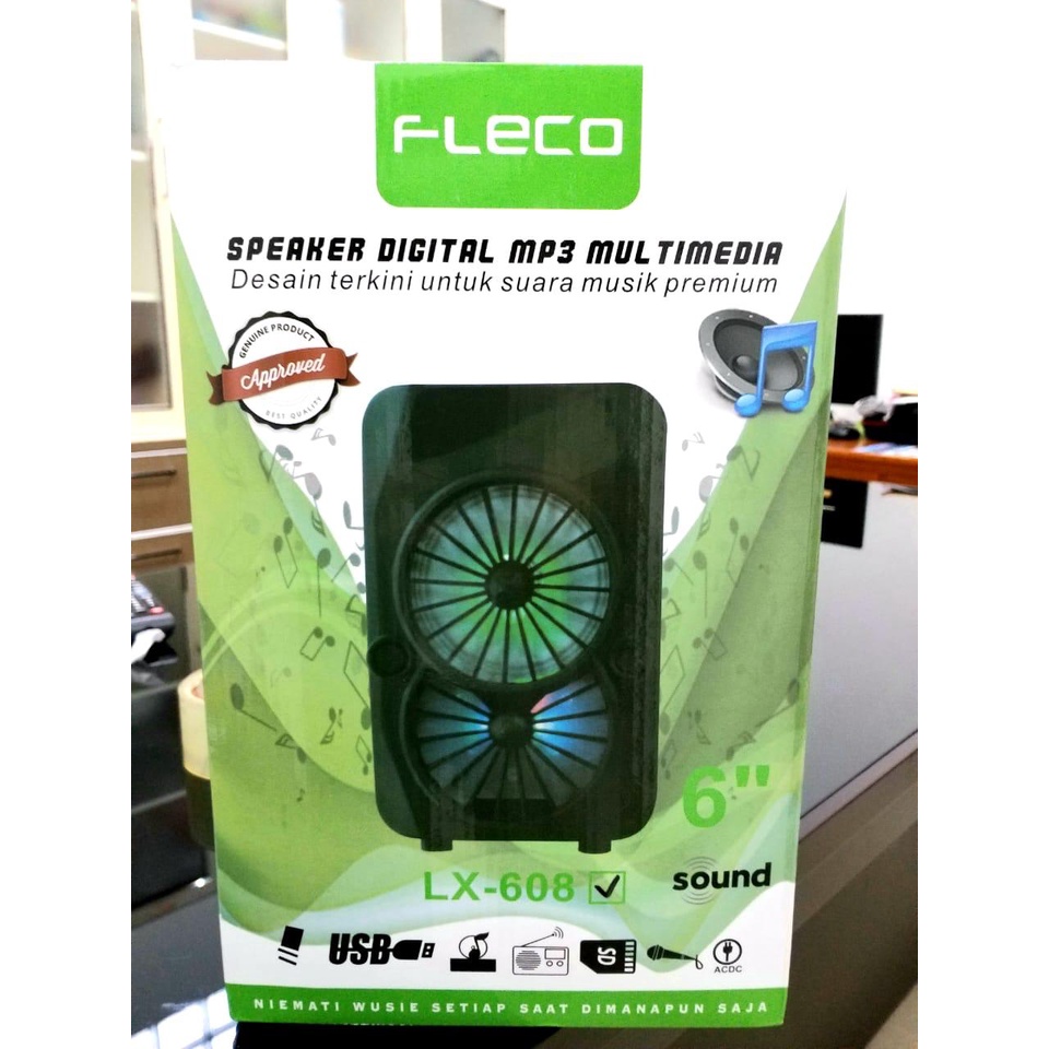 Speaker Bluetooth Karaoke Fleco LX-608 6 Inchi Gratis Microphone Dan Remot Super Bass /Salon Aktif