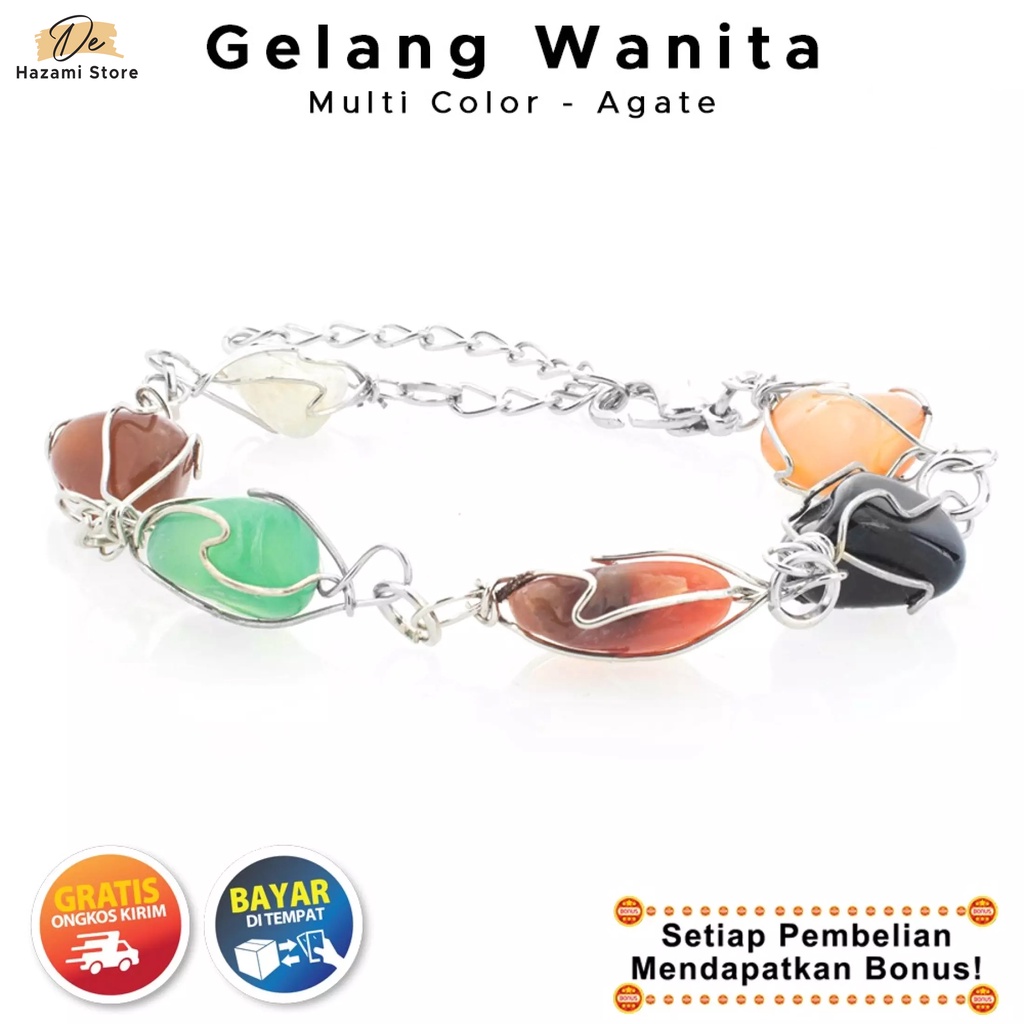 BISA COD Gelang Wanita Batu Agate Akik Rantai Silver Putih Xuping Terbaru 2021