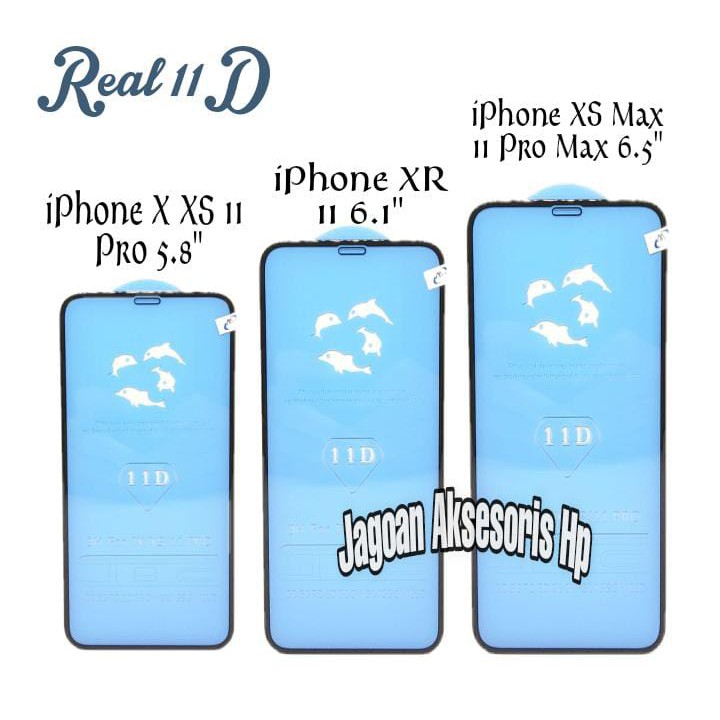 REAL 11D 9H iPhone X XS XR XsMax 11Pro 11 11ProMax Tempered Glass Blue Board Real Curved Full Covera