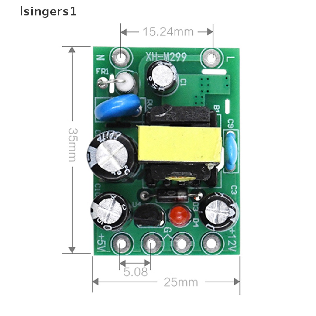 (lsingers1) Papan Modul Konverter AC110V 220V Ke DC 12V 0.2A + 5V