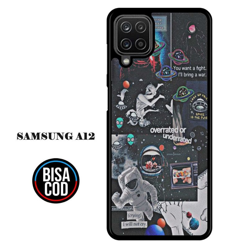Ax Case custom Samsung A12 Fashion AesThetic Nasa Space Astronot Series Premium Quality Casing Gloss