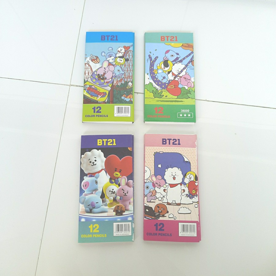 

Pensil Warna BTS 3600 BT21 Korea Pop 12 Warna Panjang - 1 Set