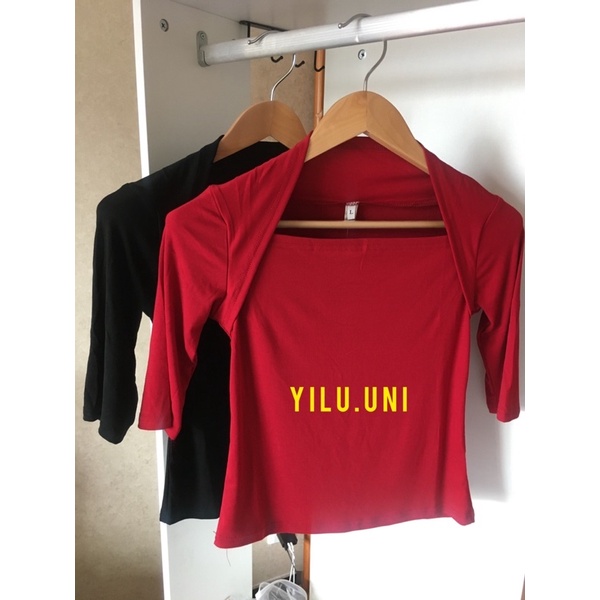 H7 T5/16 Blouse korean square neck / Atasan Tshirt kaos 3/4 (S-2XL)